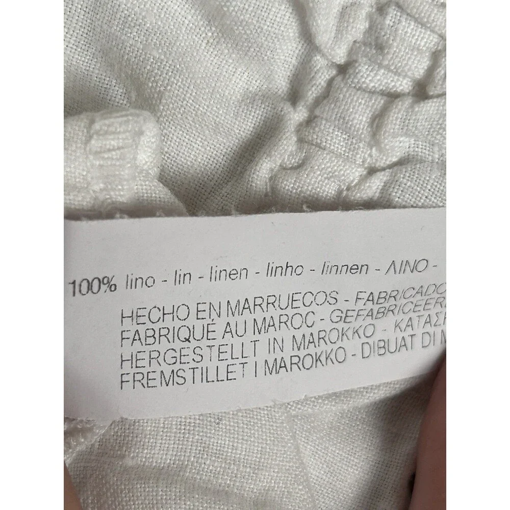 Zara trf collection linen cottagecore peasant top crop top puff sleeve Womens S